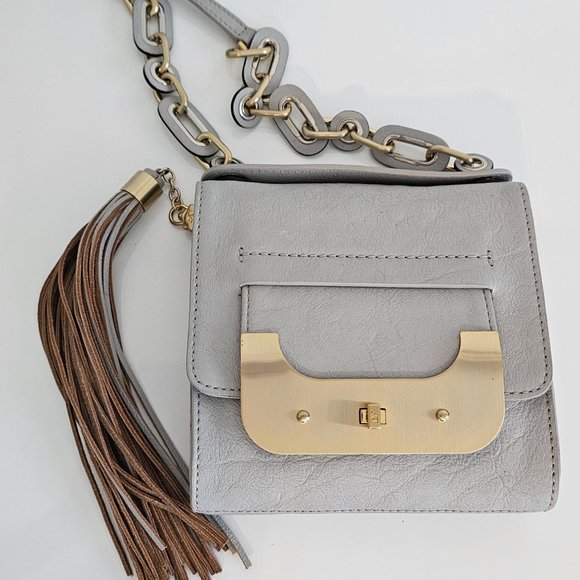 DIANE VON FURSTENBERG HARPER MINI CINZA SHOULDER BAG! - Picture 3 of 16